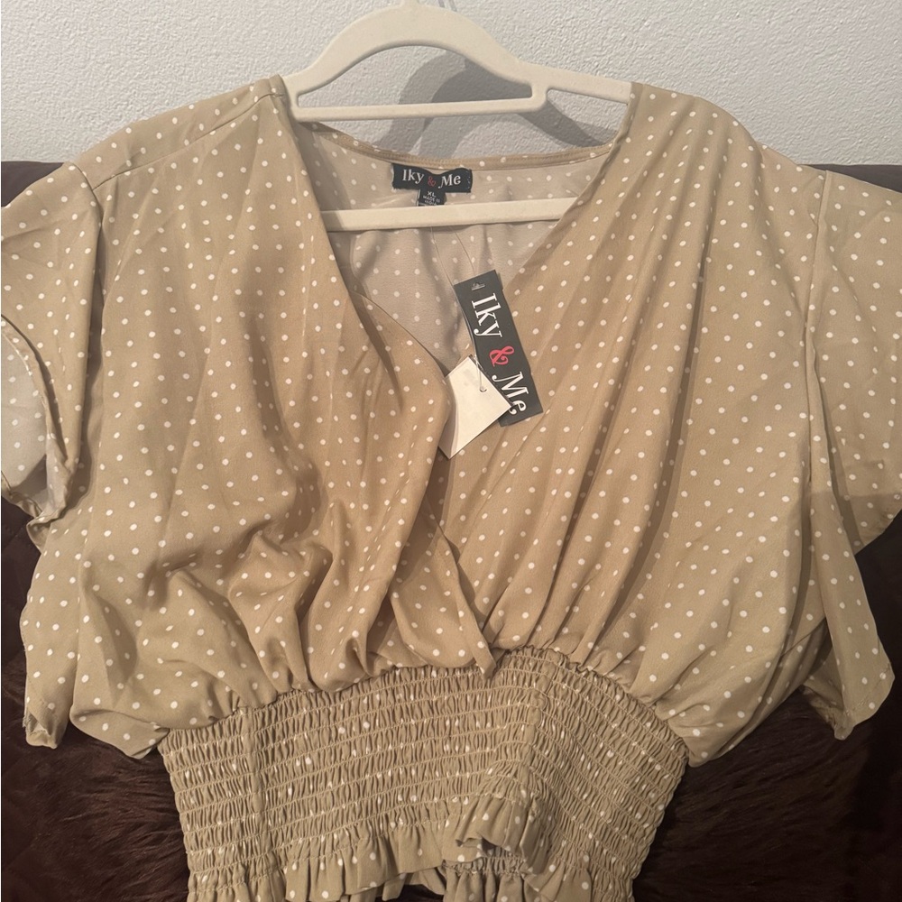 Women's Polka Dot Tan Top